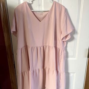 Light pink V neck tunic dress. Size XXL.